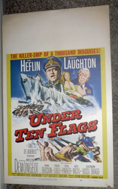 UNDER TEN FLAGS original 1960 movie poster MYLENE DEMONGEOT/VAN HEFLIN