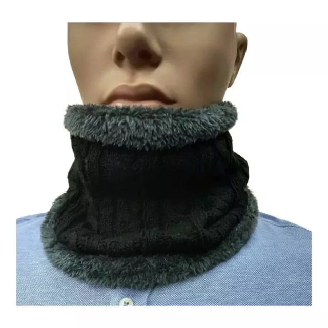 Sciarpa uomo invernale fascia scaldacollo tubolare in pile lana maglia di nero