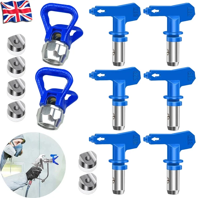AIRLESS PAINT NOZZLES Kit Reversible Spray Tips Airless Paint Sprayer ...