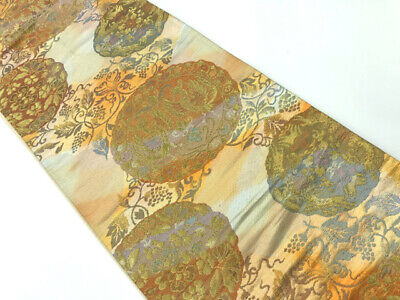 6347551: Japanese Kimono / Vintage Fukuro Obi / Woven Birds & Flowers