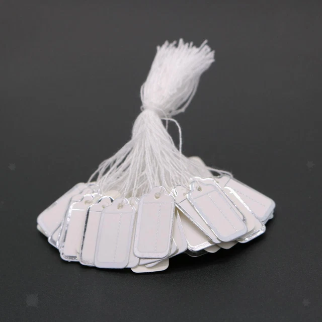 1000 Étiquettes De Prix Avec Cordon - 23x13mm - Blanches - Pour Bijoux, Vêtements, Sachets De Thé
