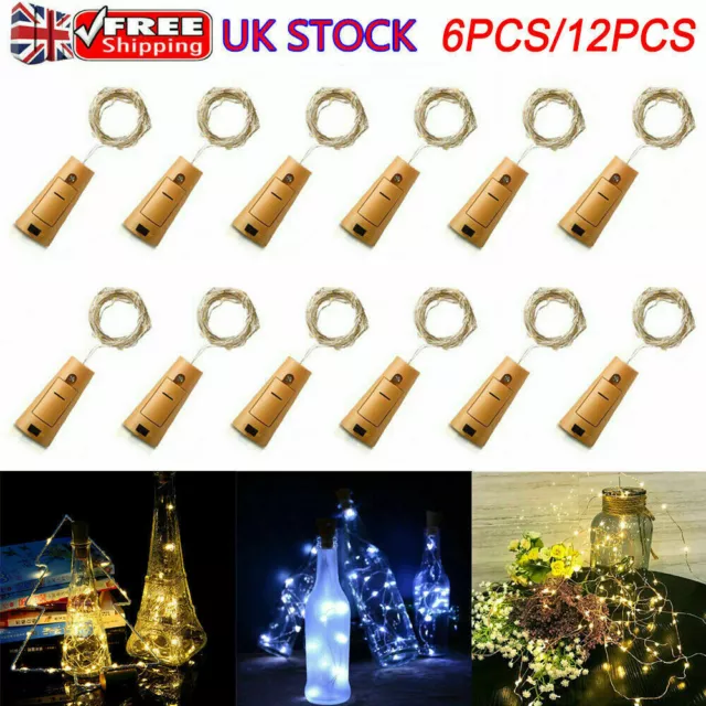 12x Wine Bottle Fairy String Lights 20LED 2M Battery Cork For Party Xmas Wedding