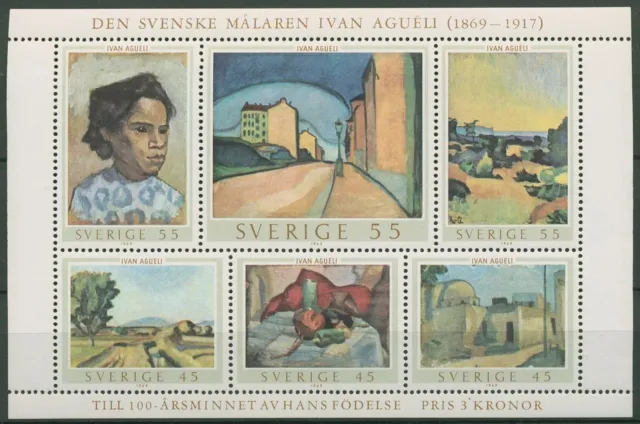 Schweden 1969 Kunst Gemälde Ivan Aguéli Block 1 postfrisch (C92279)