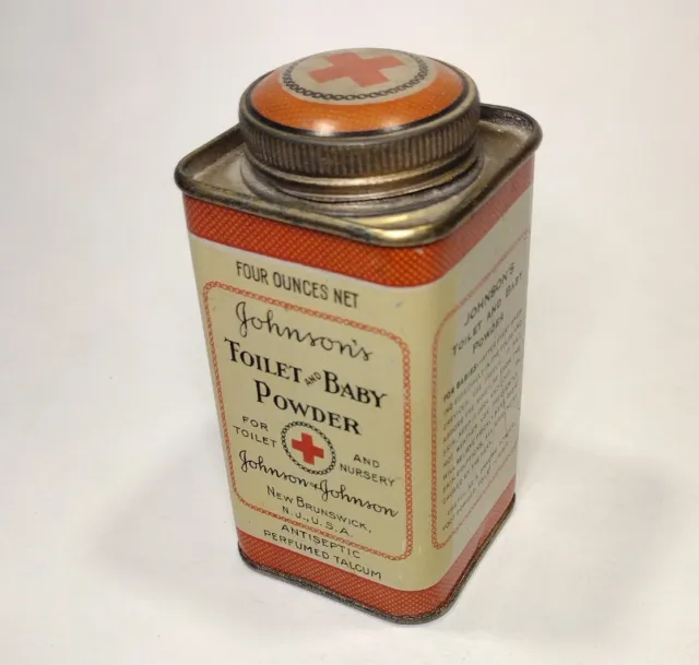 Vintage Powder Tin Johnsons Toilet & Baby 3.5" Metal Can Toiletry Display