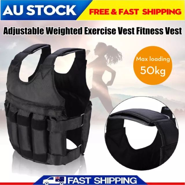 50kg Weighted Vest Adjustable Loading Weight Jacket Exercise Training Fitness AU