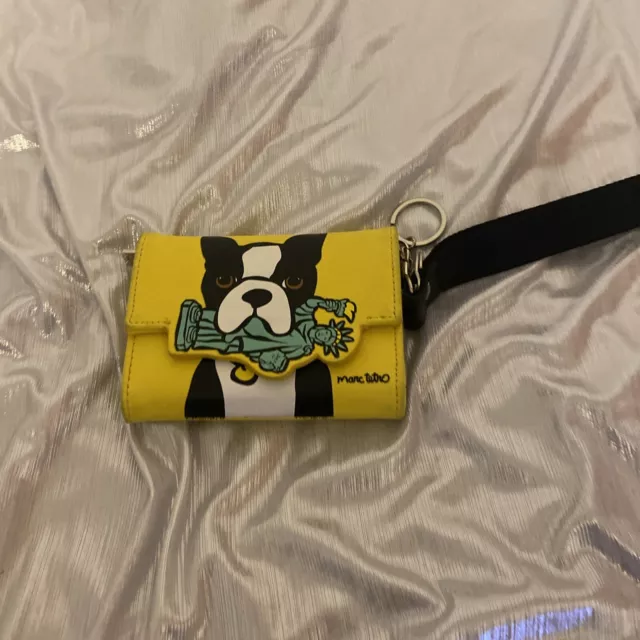 Marc Tetro Boston Terrier Dog Cruise Yellow Zip Wallet Wristlet