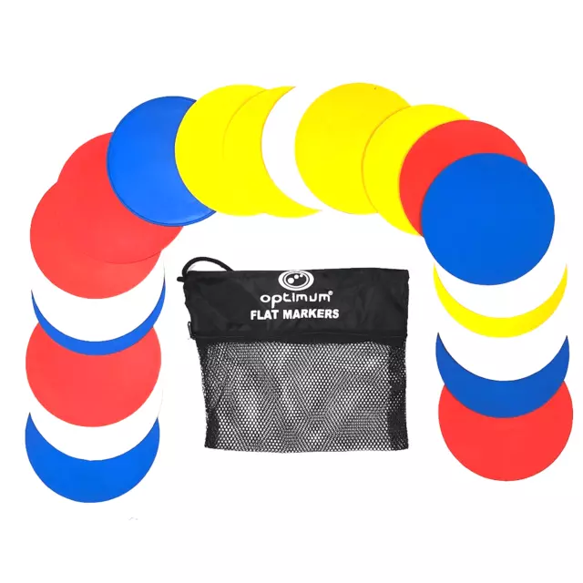 Optimum Flat Disc Markers with Carry Bag Football Rugby Sports Training Equipmen