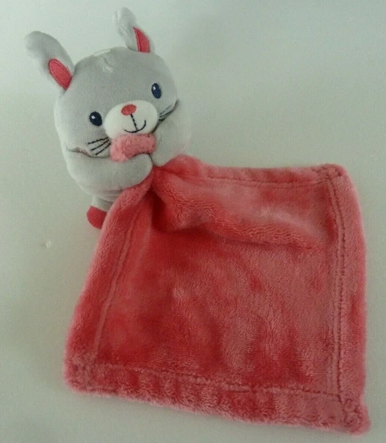 33. Doudou Peluche Nicotoy Lapin Hamster Gris Mouchoir Rose - Etat Neuf *