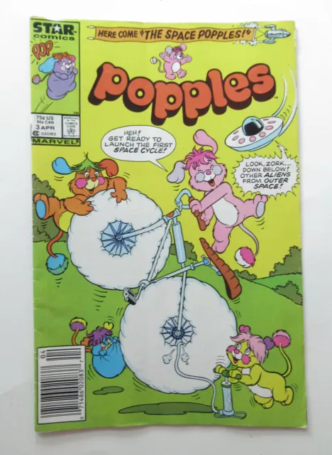 Vintage 1980 1987 Popples Comic 3 Marvel Star Here Comes the Space Popples