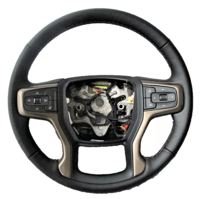 OEM 19-22 Chevy Silverado Tahoe Suburban GMC Black Copper Leather Steering Wheel