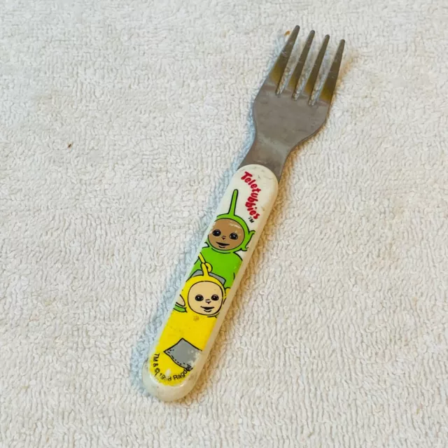 Vintage Telebubbies Childrens Fork Taiwan Stainless Kids 1998 Laa-Laa Dipsy VTG