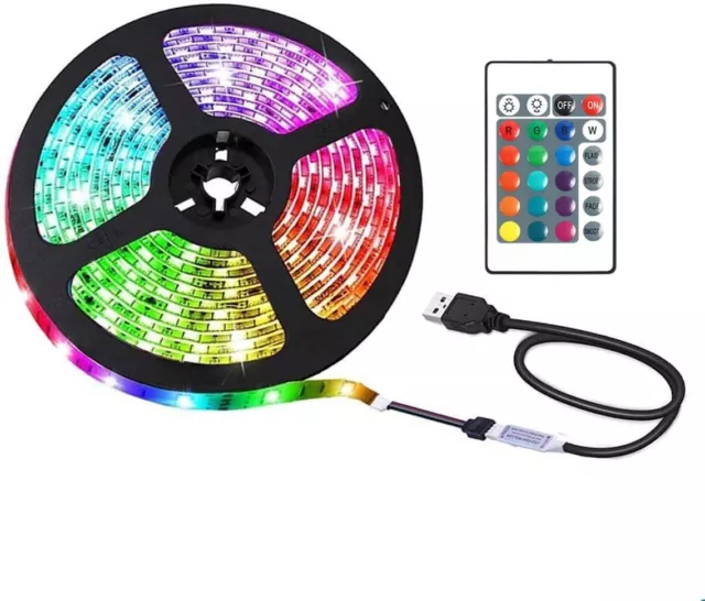 LED Strip Lights 3 &5m RGB 5050 Colour Changing Tape Cabinet Kitchen TV Lighting