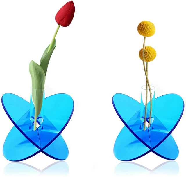 Acrylic Clear Mini Flower Vases Small Bouquet Holder Decorative for Home Office