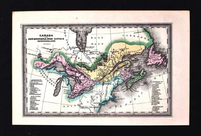 1834 Carey Map Lower & Upper Canada New Brunswick Nova Scotia Ontario Quebec