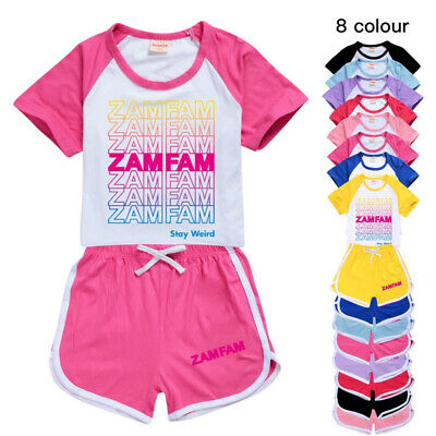 New Zamfam Boys Girls Casual Shorts T-shirt Set PJ'S Loungewear Tracksuit Gift
