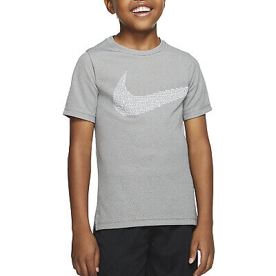 Nike Swoosh Pixeled T-shirt in Cotone Grigia da Bambino CJ7734-010 99630-XL