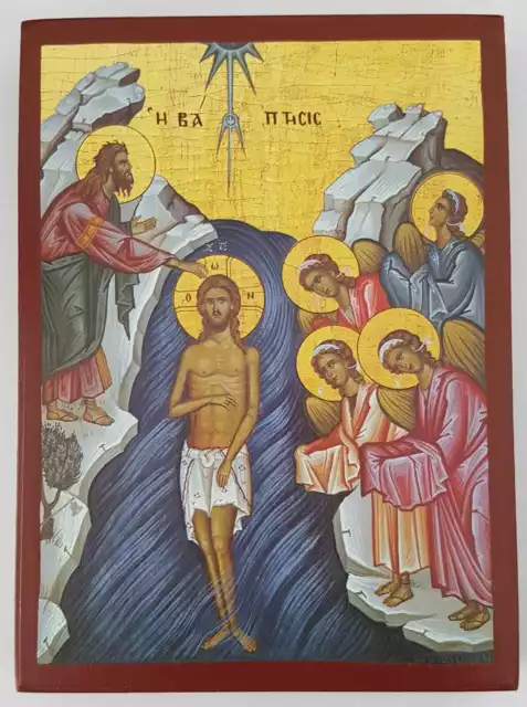 TAUFE JESUS CHRISTUS AM JORDAN IKONE ICON IKONEN ENGEL baptism Icoon Ikona Icono