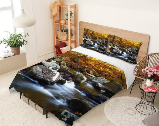 3D Blätter Fluss C1931 Bett Kissenbezüge Decke Bettdecke Abdeckung Set Amy