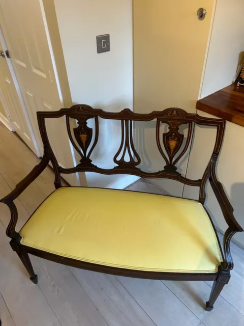 Lovely Edwardian Inlaid Mahogany Two Seater Salon Settee