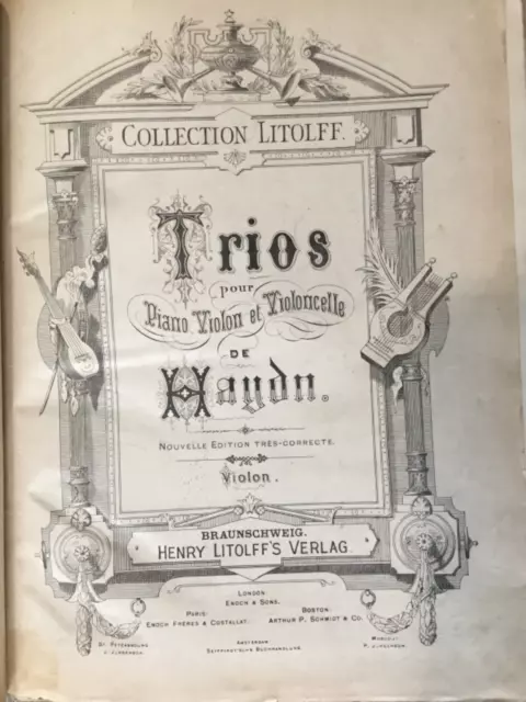 Partitions Collection Litolff TRIOS pour piano violon et violoncelle de HAYDN