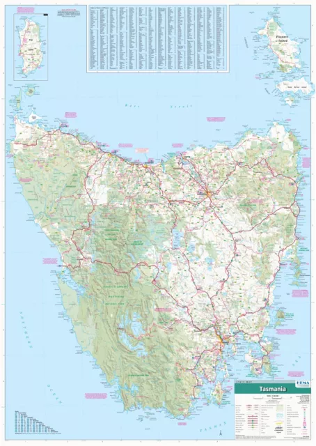 Detailed Tasmania State Roads Tas Australia Map Of Aus Wall Chart Premium Poster 2