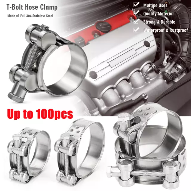 Stainless Steel T-Bolt Hose Clamp for Silicone Hose - All Sizes