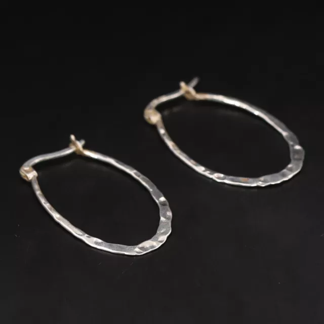 Sterling Silver - DESIGNER IBB Hammered Horseshoe Hoop Earrings - 2g