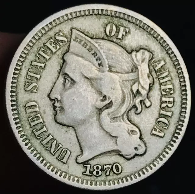 1870 Three Cent Nickel Piece 3C Ungraded Choice US Type Coin CC21698