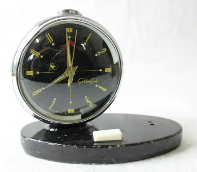 Sveglia Orologio da Tavolo GOLDEN COCK Made in China Vintage D'epoca Meccanica