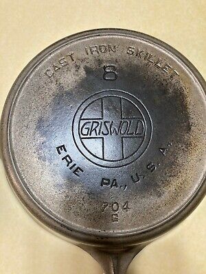 Griswold Cast Iron Skillet Or Chicken Pan #8 704 G Chrome/Nickel Finish