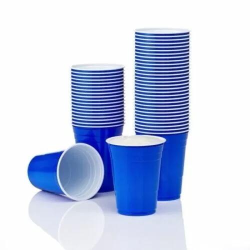 Pack Of 50 Shine Blue Reusable Party Plastic Cups Beer Pong Disposable