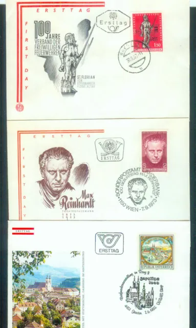 3 saubere Ersttagsbriefe aus Österreich, von 1963-1985