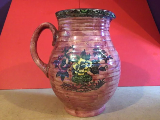 Vintage Arthur Wood - Royal Bradwell Astoria  Lustre Pink Jug c 1945 Floral