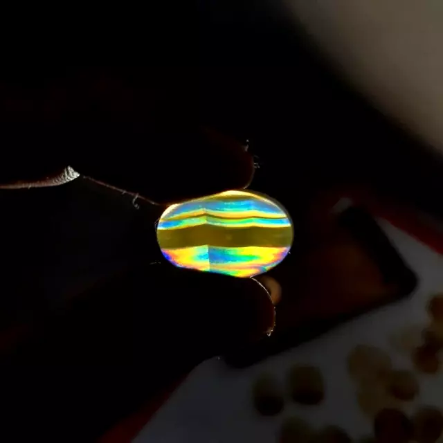 7.3ct Natural Extra Fine Iris Agate Cabochon Rainbow Agate Untreated Unheated