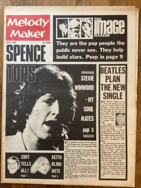 Melody Maker Newspaper April 9th 1966 Spencer Davids group cover