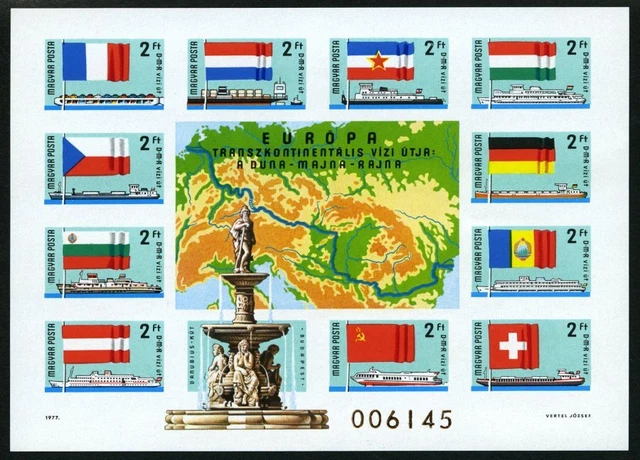 UNGARN 1937, Bl. Donau-Main-Rhein-Schifffahrt, ungez., Pracht, Mi. 60.-