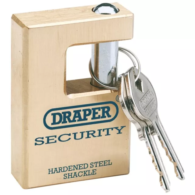 Draper Expert 63Mm Close Shackle Solid Brass Padlock & 2 Keys, Stock No: 64201