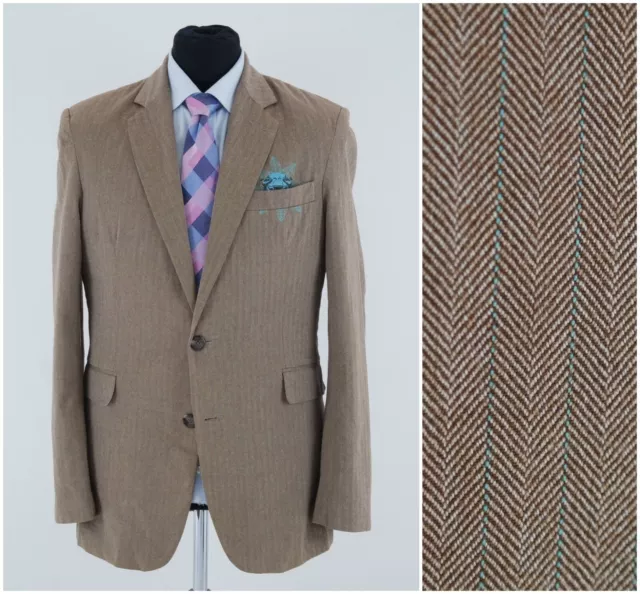 Mens Brown Herringbone Cotton Blazer 40L UK Size REVIEW Summer Sport Coat Jacket