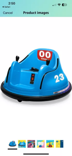 Kidzone 12V Kids Toy Electric Ride On Bumper Car, 360 Spin, Light Up, Blue