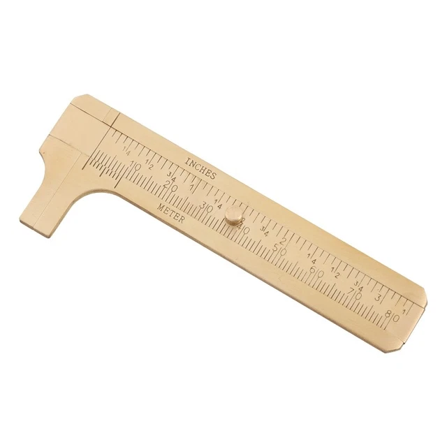 Compact Retro Brass Sliding Gauge Sliding Ruler Dual-Purpose Measuring Tool
