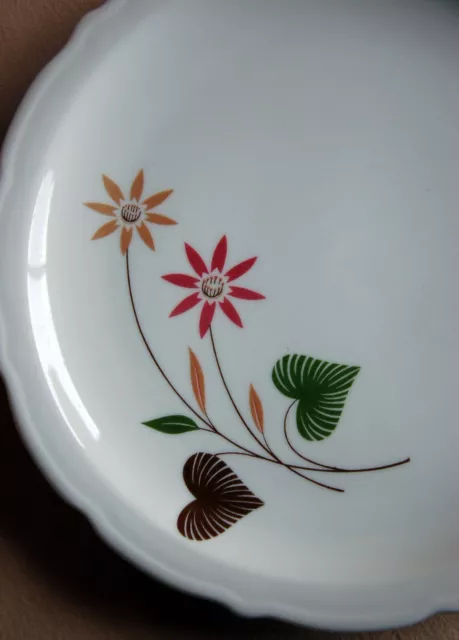 Vintage SYRACUSE China ~ 9.5" Luncheon PLATE ~ Pink & Yellow Flower ~ Restaurant