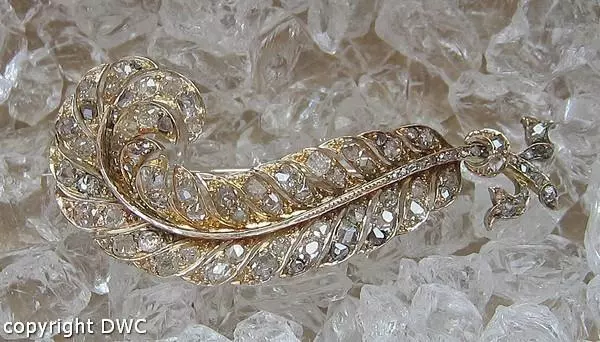 Anstecken Nadel Brosche Pin antik mit Diamanten Altschliff 14 Kt 585 Gold