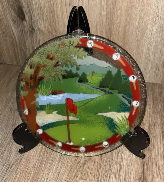 PEGGY KARR FUSED GLASS GOLF 7 3/4” PLATE (set  of 2)