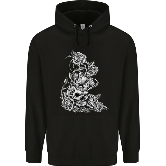 Skull Crown Biker Skull Gothic Heavy Metal Childrens Kids Hoodie