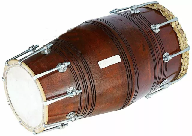 Dholak / Dholki Traditional Musical Instrument Gajara Skin With Fiber Case 2
