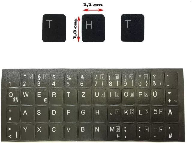 DEUTSCHE Tastaturaufkleber DEUTSCH - schwarz MATT 48 Tasten - Toshiba DynaBook