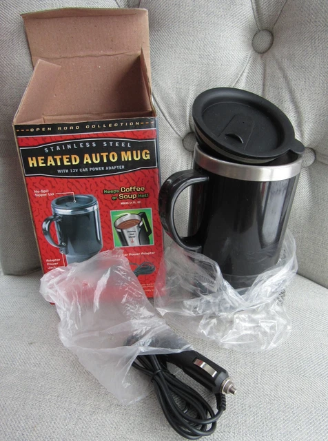Open Road Collection Stainless Steel Heated Auto Mug 12V Car Power Adapter