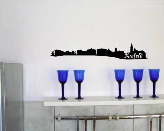 30cm Wandsticker Krefeld Skyline  Wandaufkleber Wandtattoo Sticker Aufkleber