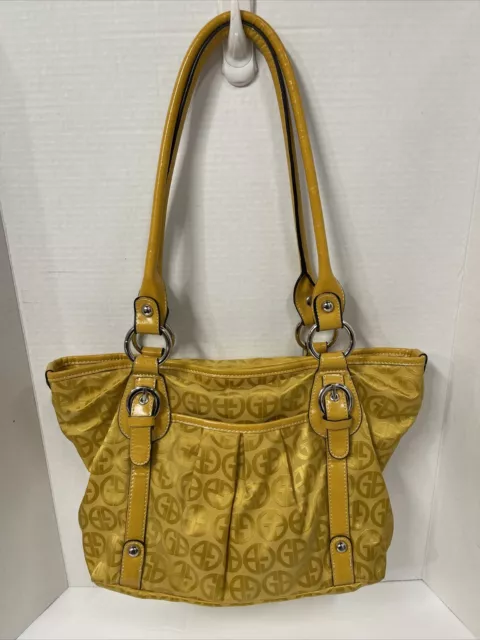 Vintage Giani Bernini Circle Sign Shoulder Bag Purse, Honey Yellow