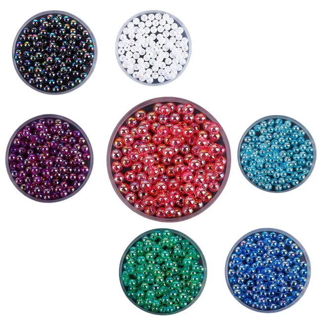 100Pcs 6MM Rainbow Candy AB Color Round Acrylic Beads For Jewelry Making